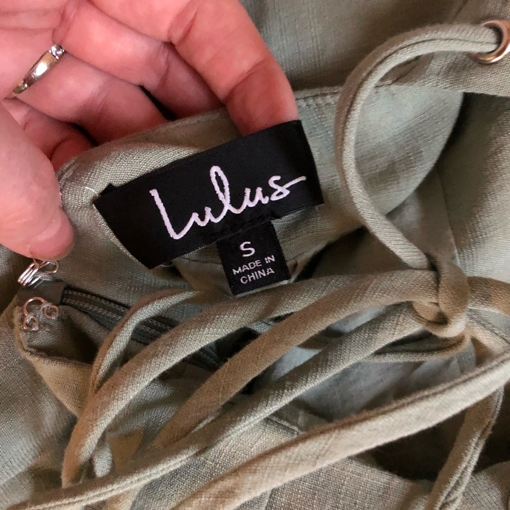 Lulu’s Sage Green Lace-Up Culotte Jumpsuit - Picture 10 of 13